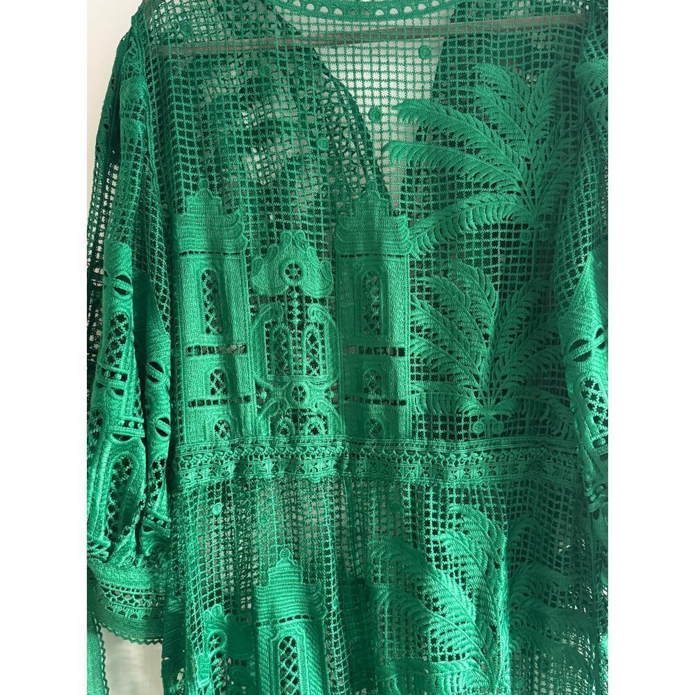 House of Harlow 1960 Green Guipure Lace Palace & Palm Maxi Coverup Dress - Picture 7 of 11
